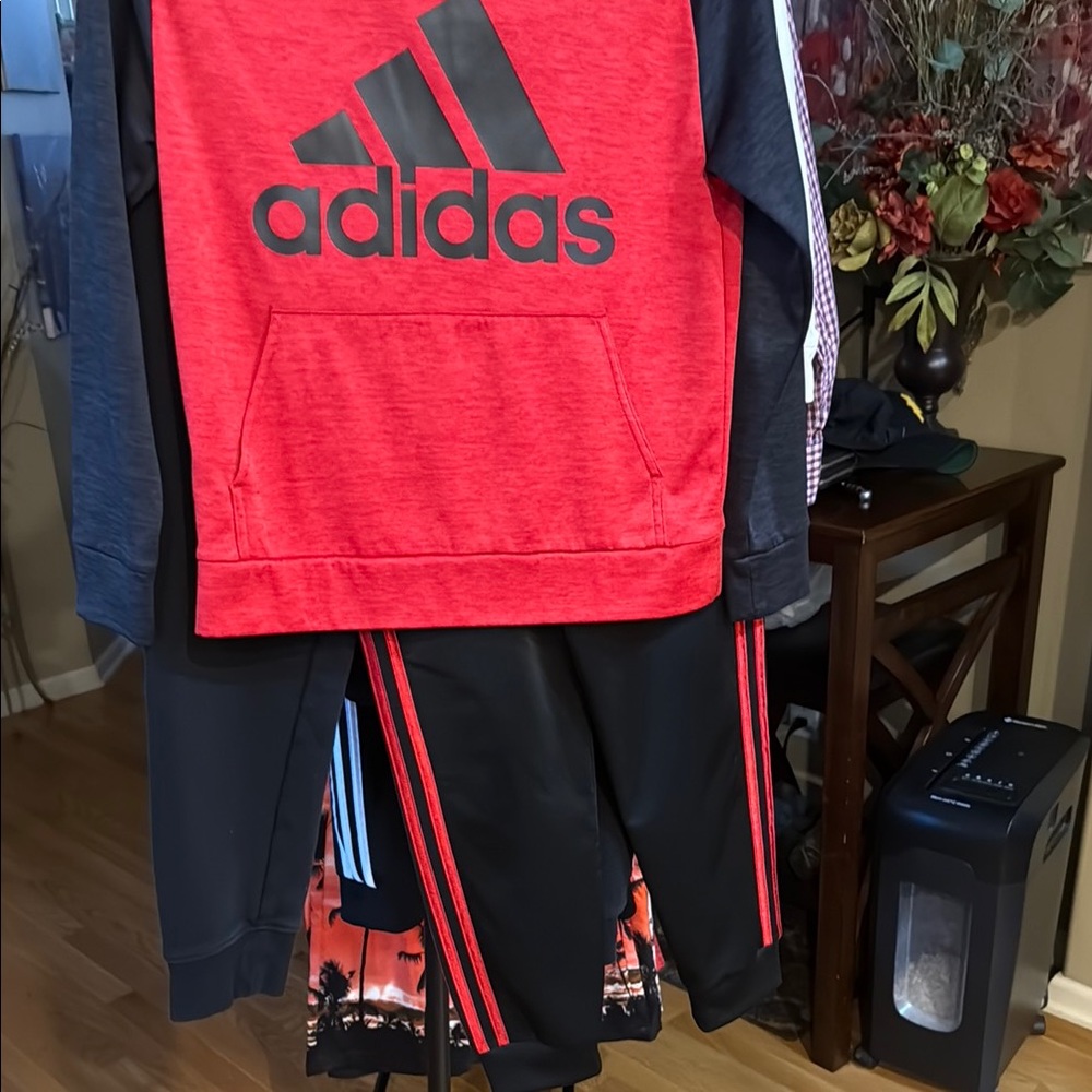 Adidas Red and Black Tracksuit